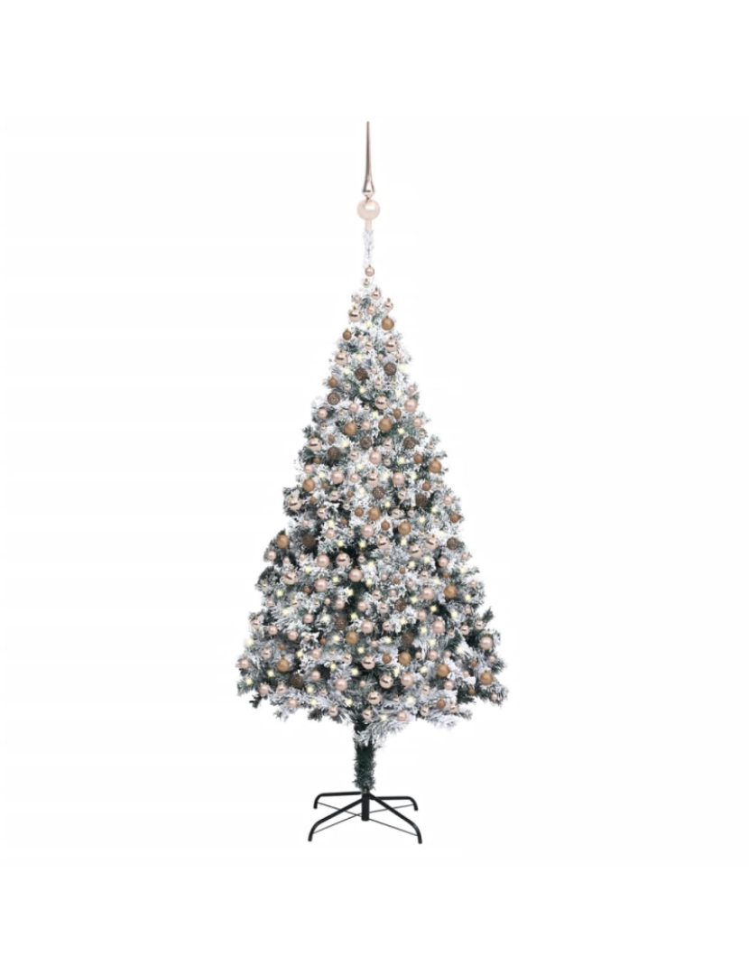 imagem de vidaXL Árvore de Natal artificial c/ luzes LED/bolas/neve 400 cm verde1