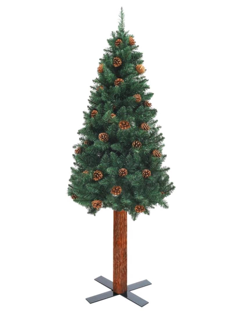 imagem de vidaXL Árvore de Natal fina pré-iluminada com bolas 150 cm PVC verde4