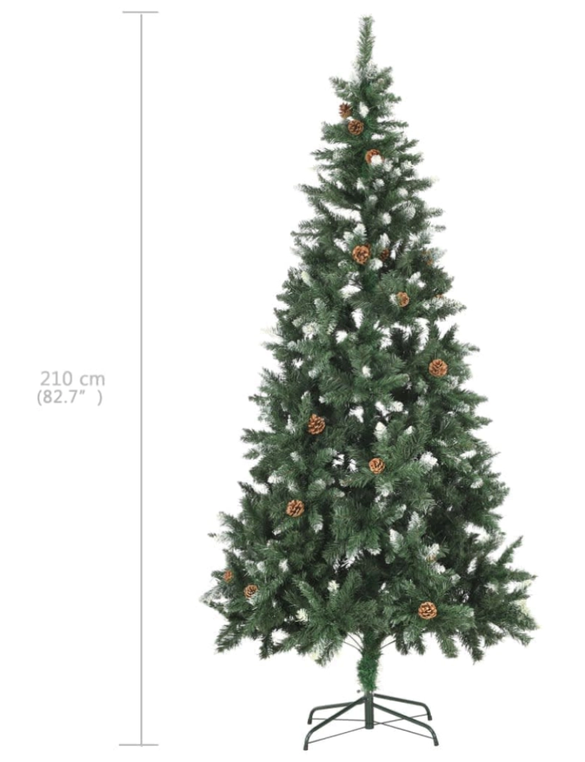 imagem de vidaXL Árvore Natal artificial pré-iluminada c/ bolas e pinhas 210 cm11