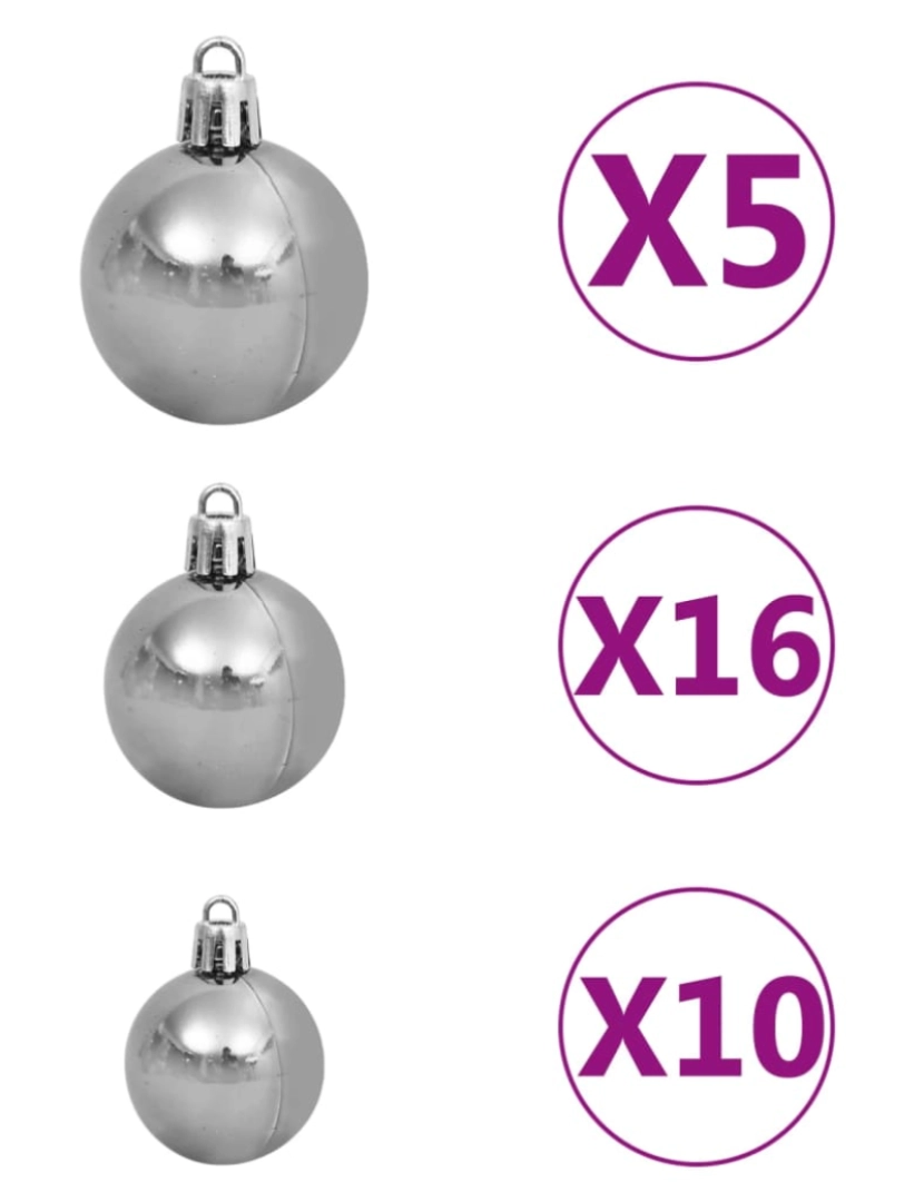 imagem de vidaXL Árvore Natal artificial pré-iluminada c/ bolas e pinhas 210 cm8