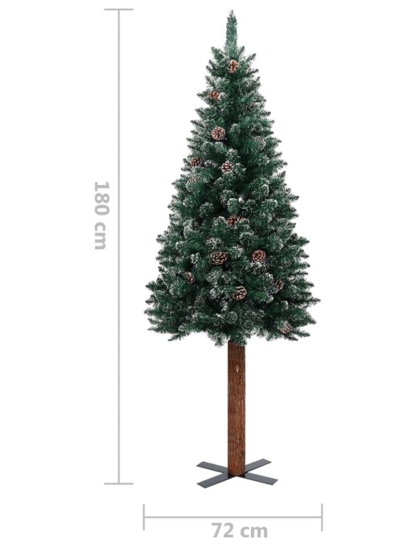 imagem de vidaXL Árvore de Natal fina pré-iluminada com bolas 180 cm verde11