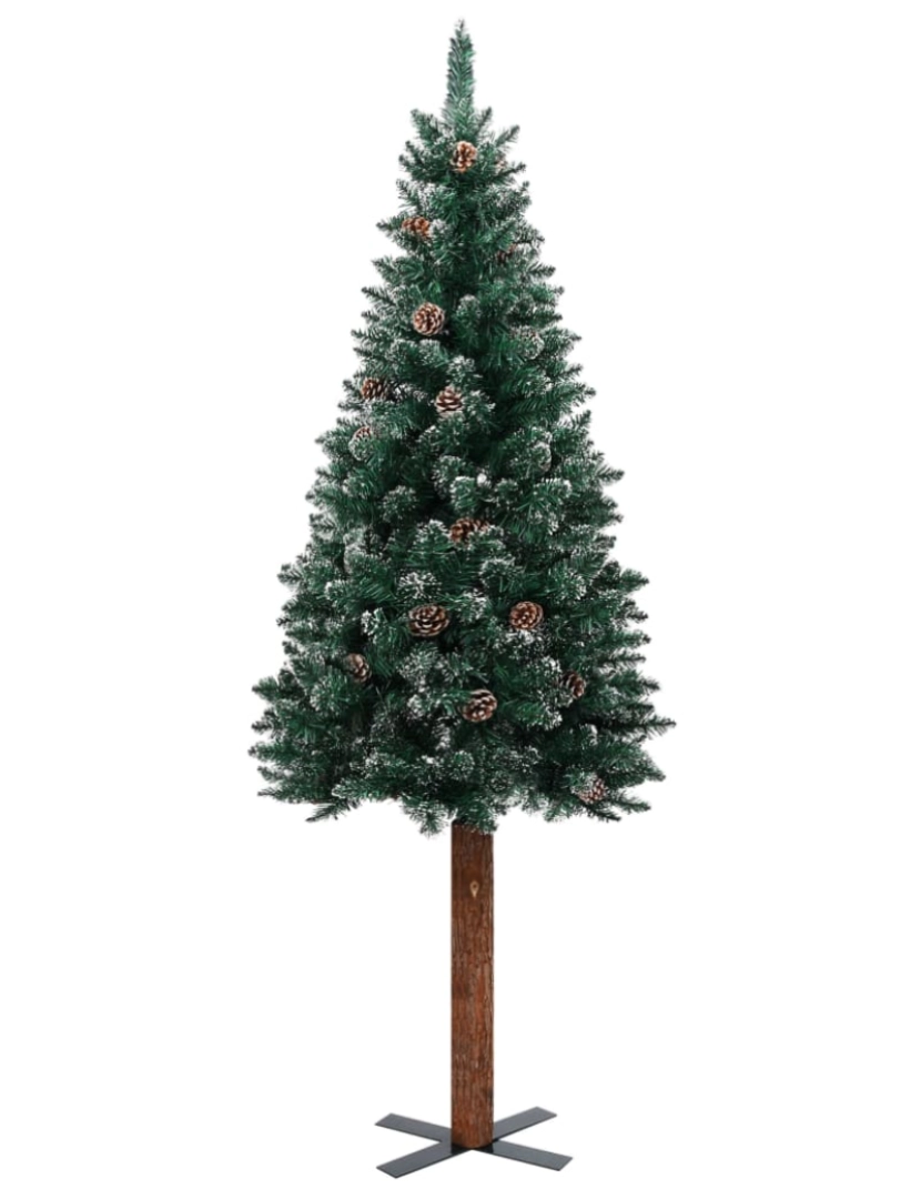 imagem de vidaXL Árvore de Natal fina pré-iluminada com bolas 180 cm verde3