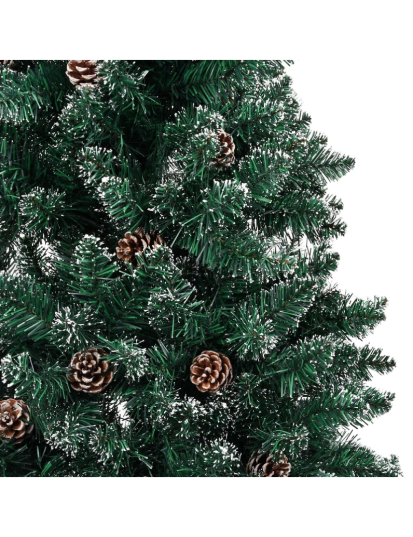 imagem de vidaXL Árvore de Natal fina pré-iluminada com bolas 180 cm verde4