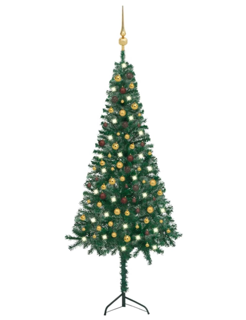 Vidaxl - vidaXL Árvore Natal artif. canto c/ luzes LED/bolas 240 cm PVC verde