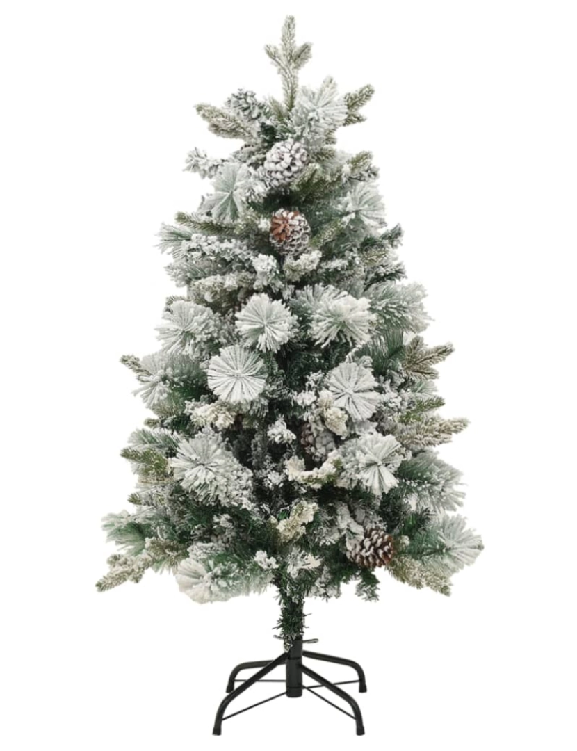 imagem de vidaXL Árvore de Natal pré-iluminada c/ flocos neve e pinhas PVC/PE3