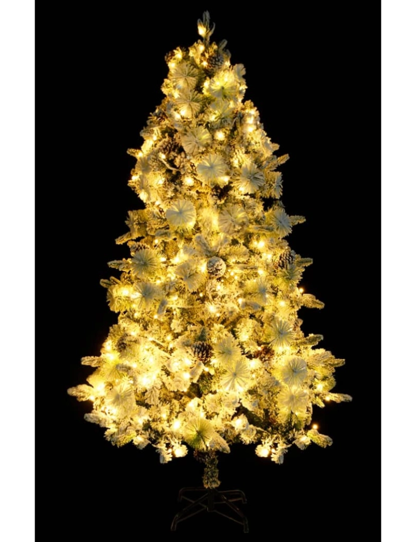 imagem de vidaXL Árvore de Natal pré-iluminada c/ flocos neve e pinhas PVC/PE6