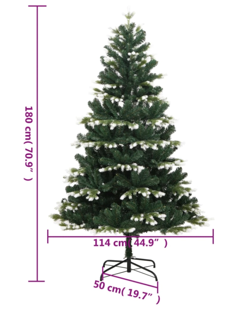 imagem de vidaXL Árvore de Natal artificial articulada c/ flocos de neve 180 cm10