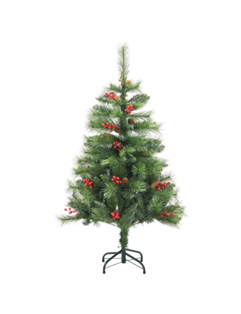 imagem de vidaXL Árvore de Natal artificial articulada c/ pinhas e bagas 120 cm3