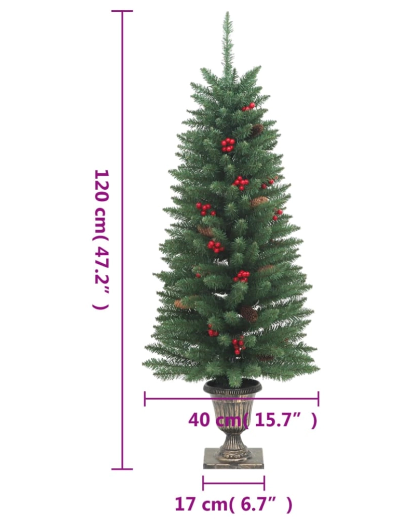 imagem de vidaXL Árvores de Natal artificiais 2 pcs 100 luzes LED 120 cm verde11