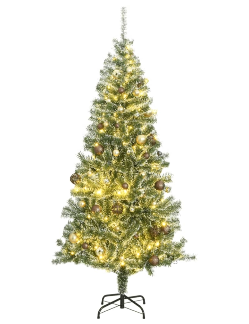 imagem de vidaXL Árvore Natal artificial c/ 300 luzes LED, bolas e neve 210 cm1