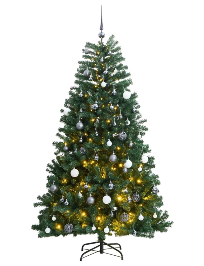 imagem de vidaXL Árvore Natal artificial articulada c/ 300 luzes LED+bolas 240cm2