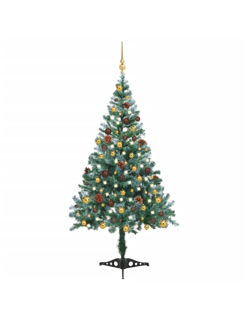 Vidaxl - vidaXL Árvore de Natal pré-iluminada geada c/ bolas e pinhas 150 cm