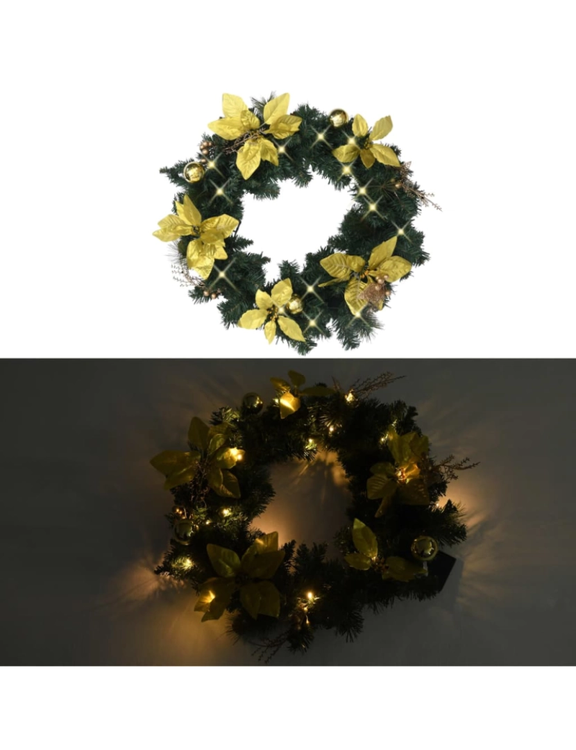 imagem de vidaXL Grinalda de Natal com luzes LED 60 cm PVC verde3