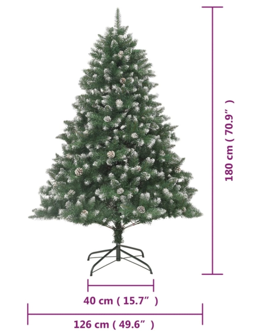 imagem de vidaXL Árvore de Natal artificial com suporte PVC 180 cm10