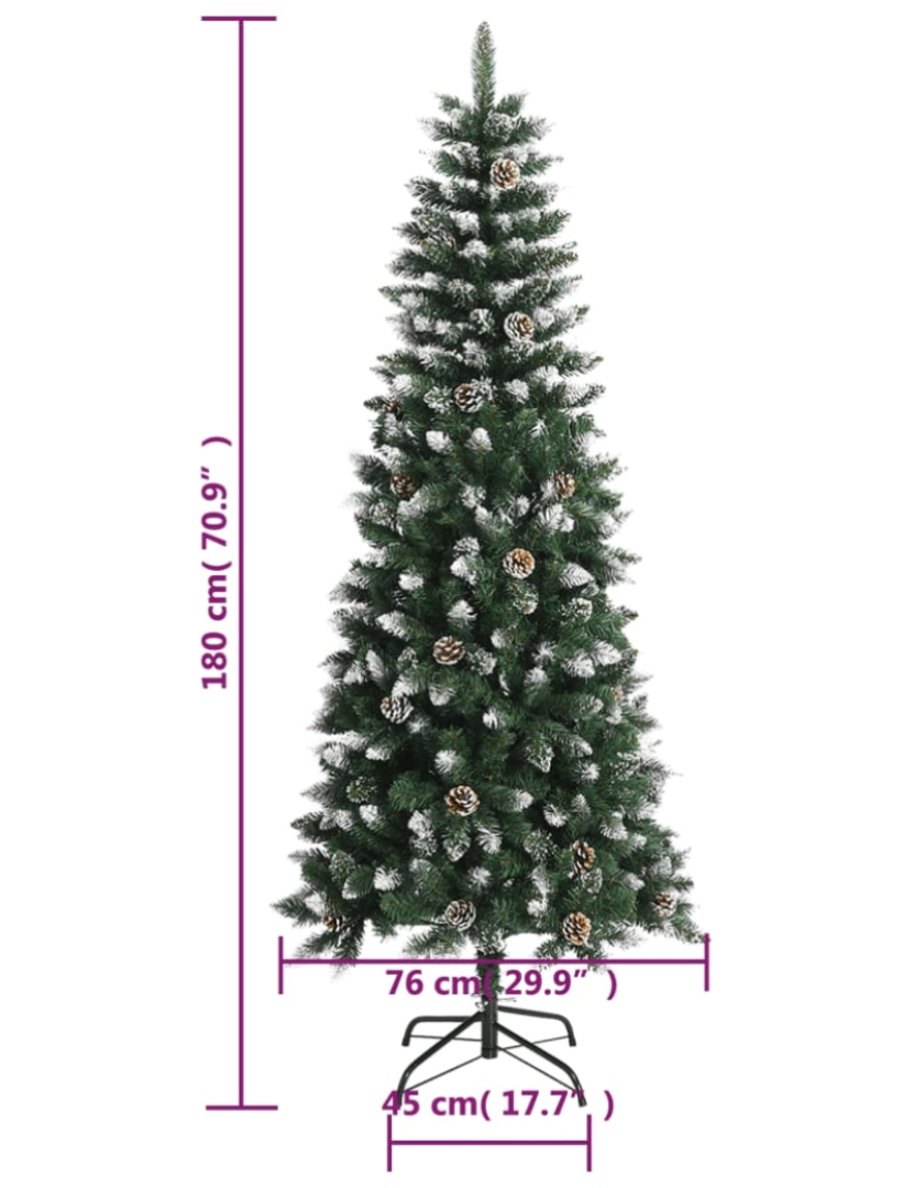 imagem de vidaXL Árvore de Natal artificial com suporte 180 cm PVC verde10