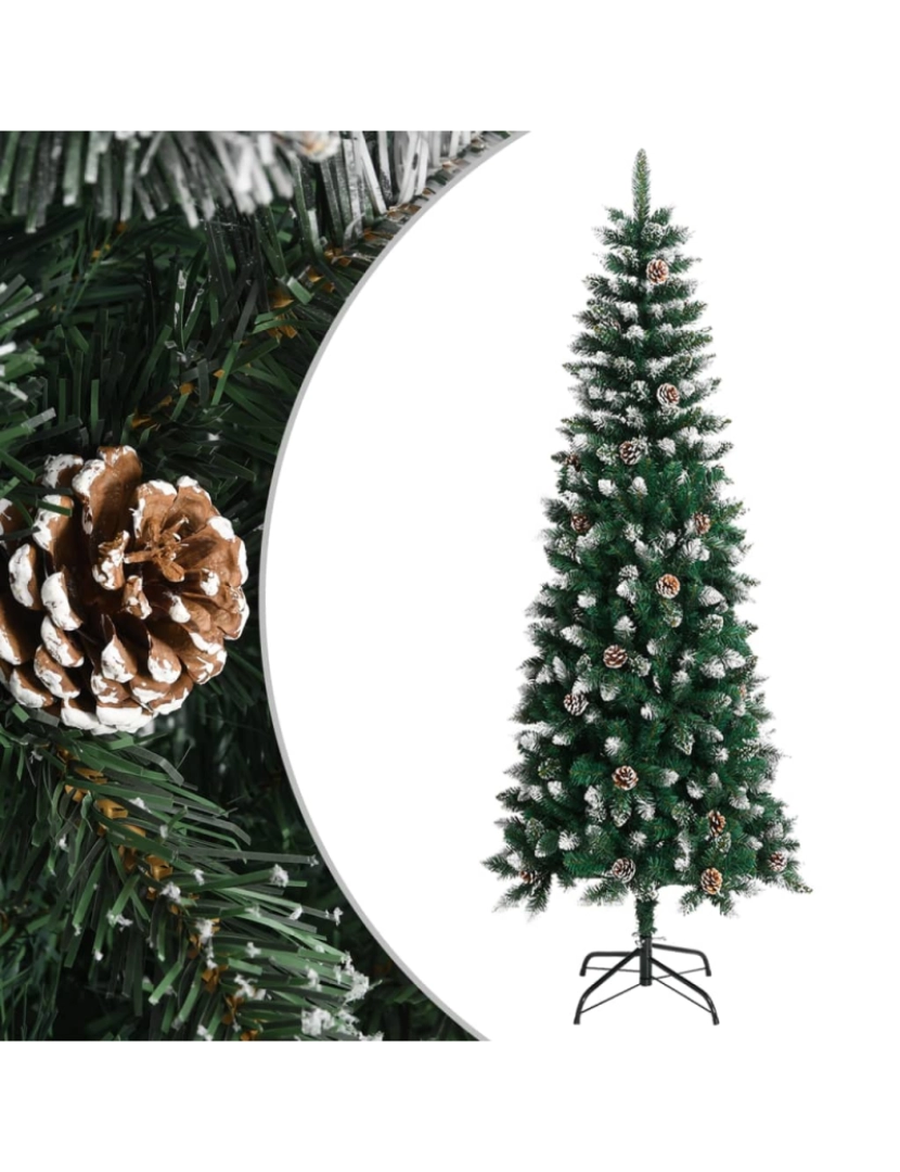 imagem de vidaXL Árvore de Natal artificial com suporte 240 cm PVC verde2