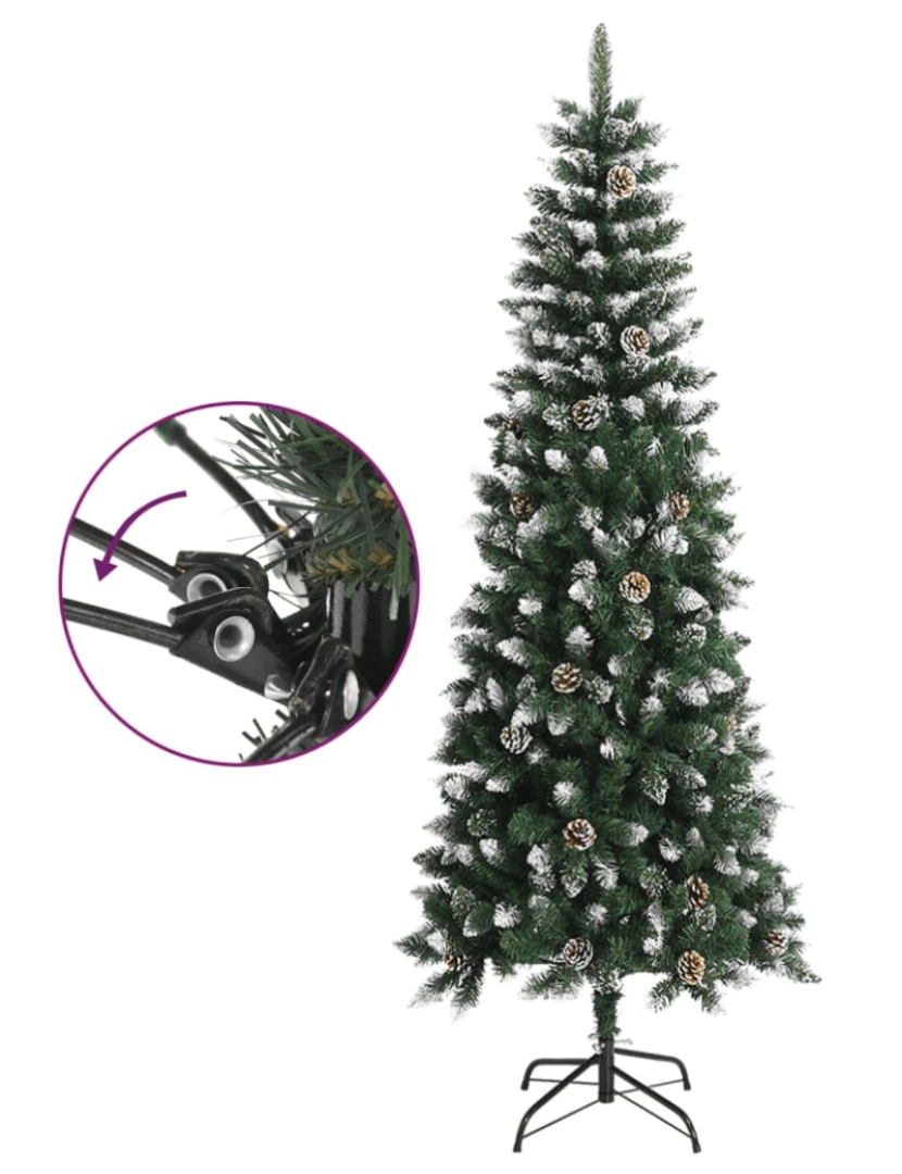 imagem de vidaXL Árvore de Natal artificial com suporte 240 cm PVC verde4