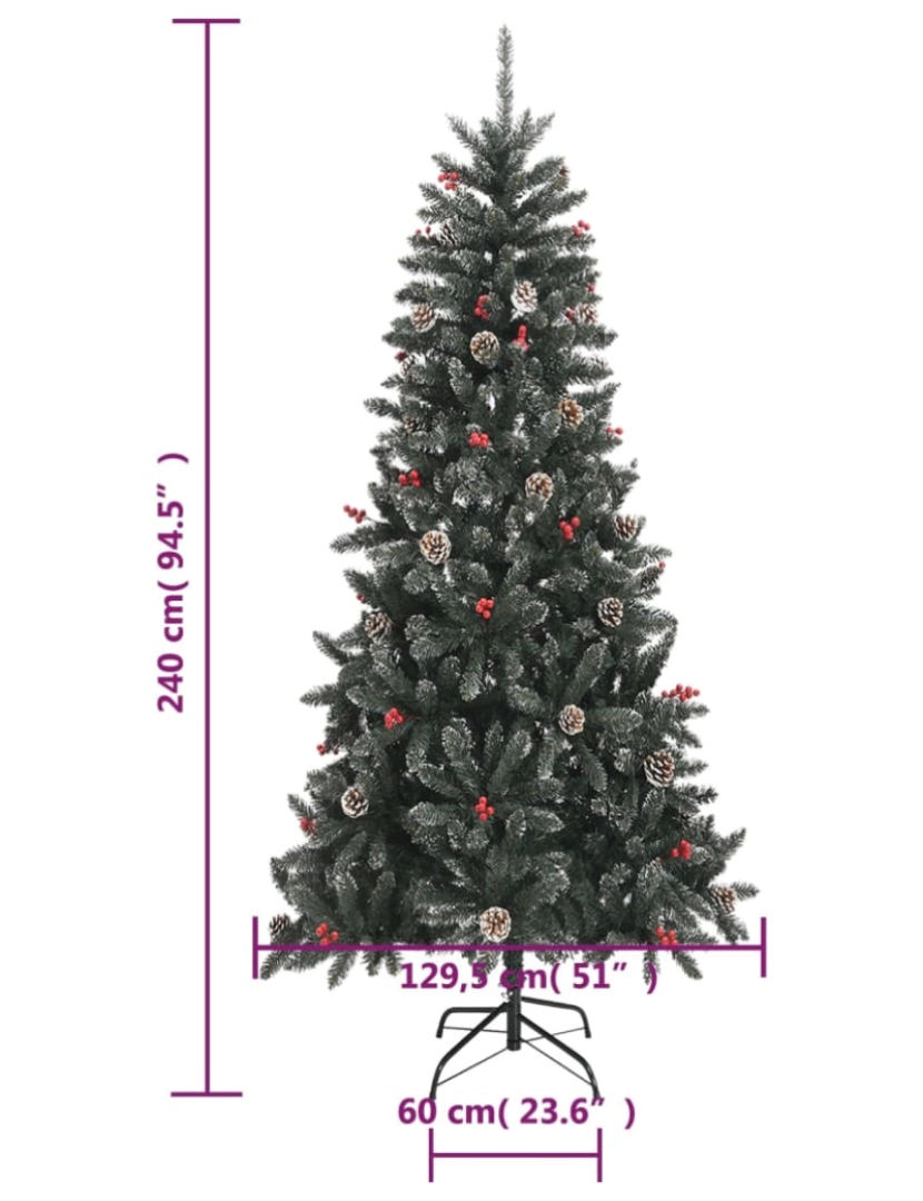 imagem de vidaXL Árvore de Natal artificial com suporte 240 cm PVC verde10