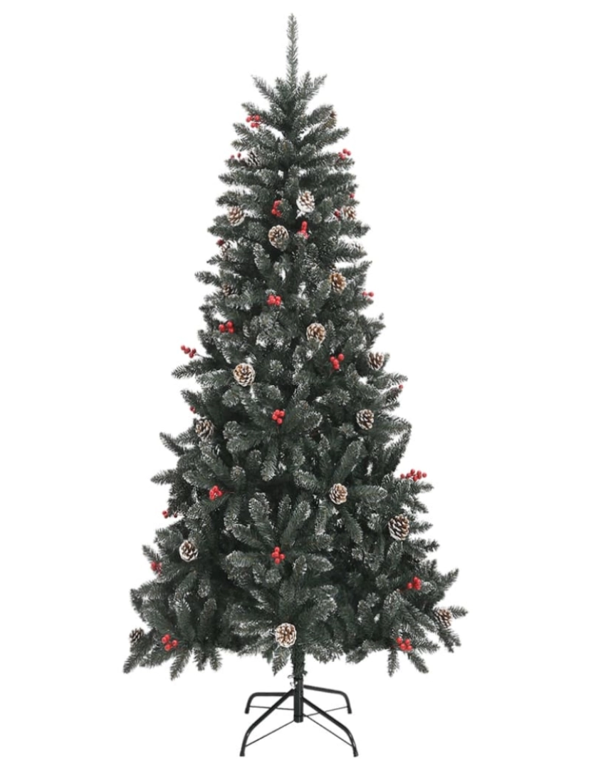 imagem de vidaXL Árvore de Natal artificial com suporte 240 cm PVC verde3