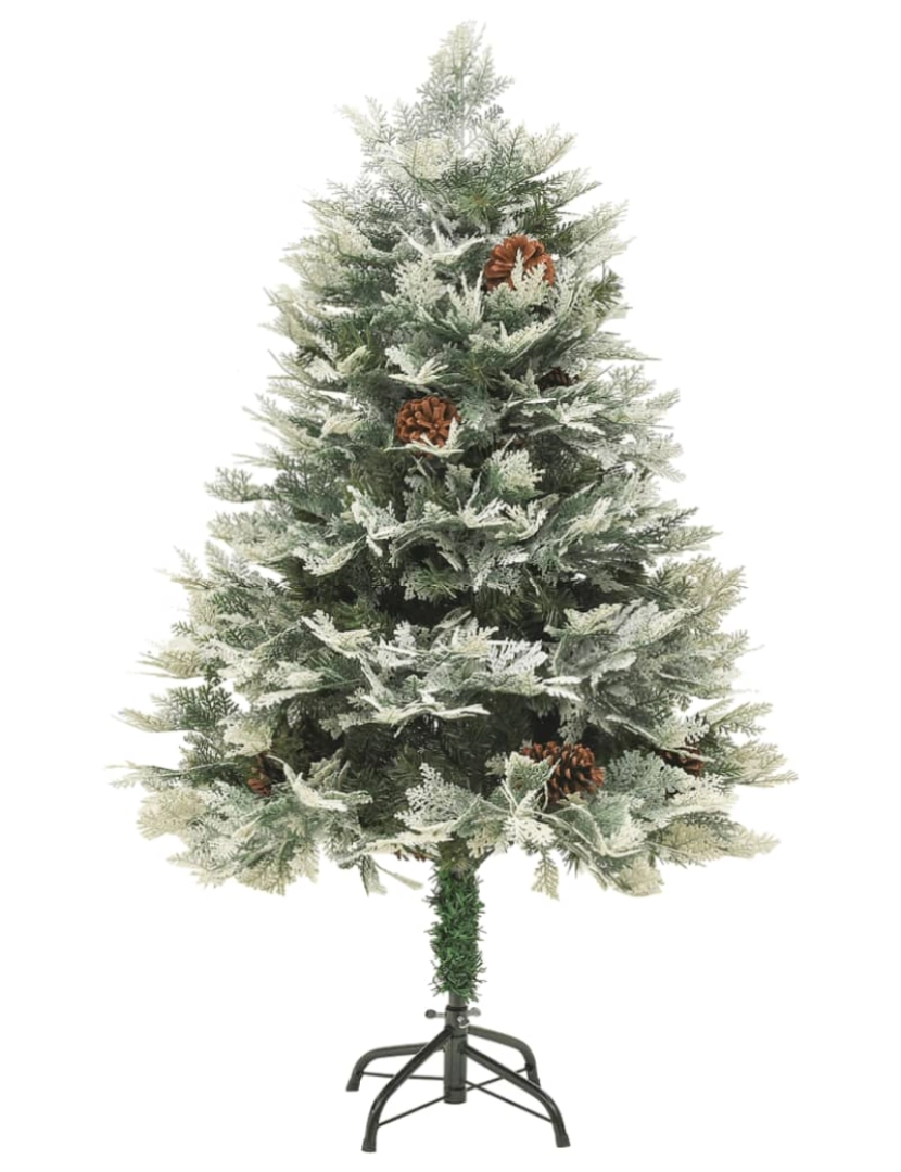 imagem de vidaXL Árvore de Natal com pinhas pré-iluminada 150 cm PVC e PE verde3