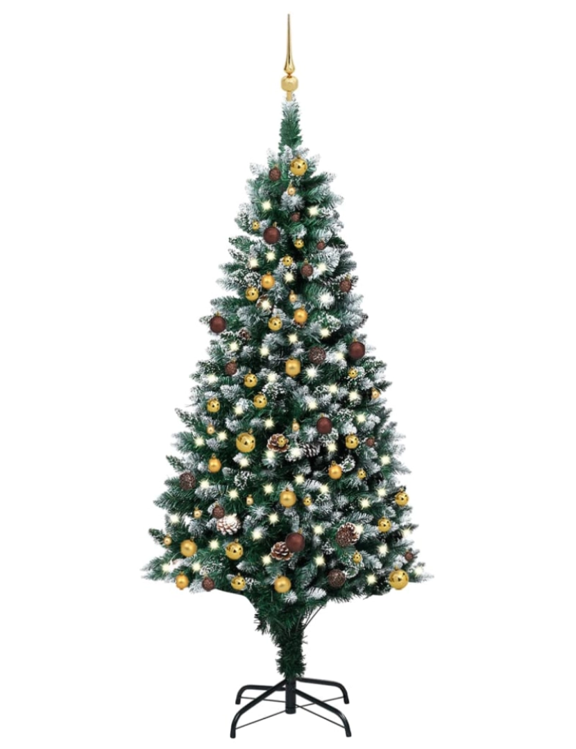 Vidaxl - vidaXL Árvore Natal artificial pré-iluminada c/ bolas e pinhas 210 cm