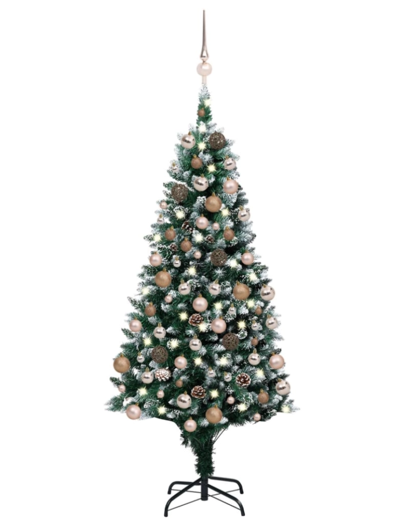 imagem de vidaXL Árvore Natal artificial pré-iluminada c/ bolas e pinhas 180 cm1