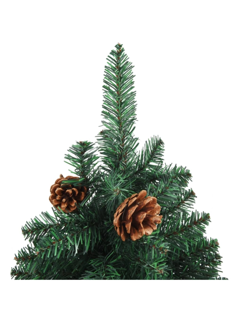 imagem de vidaXL Árvore de Natal fina madeira e pinhas genuínas 150 cm PVC verde4