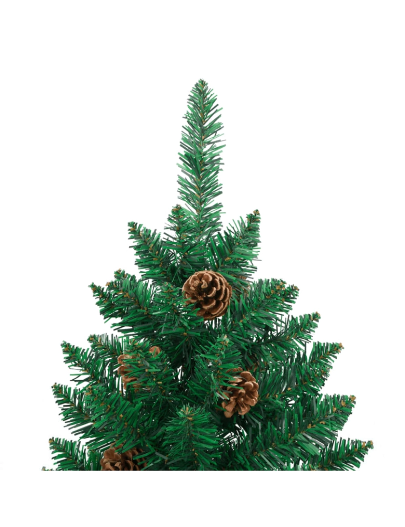 imagem de vidaXL Árvore de Natal fina madeira e pinhas genuínas 150 cm PVC verde6