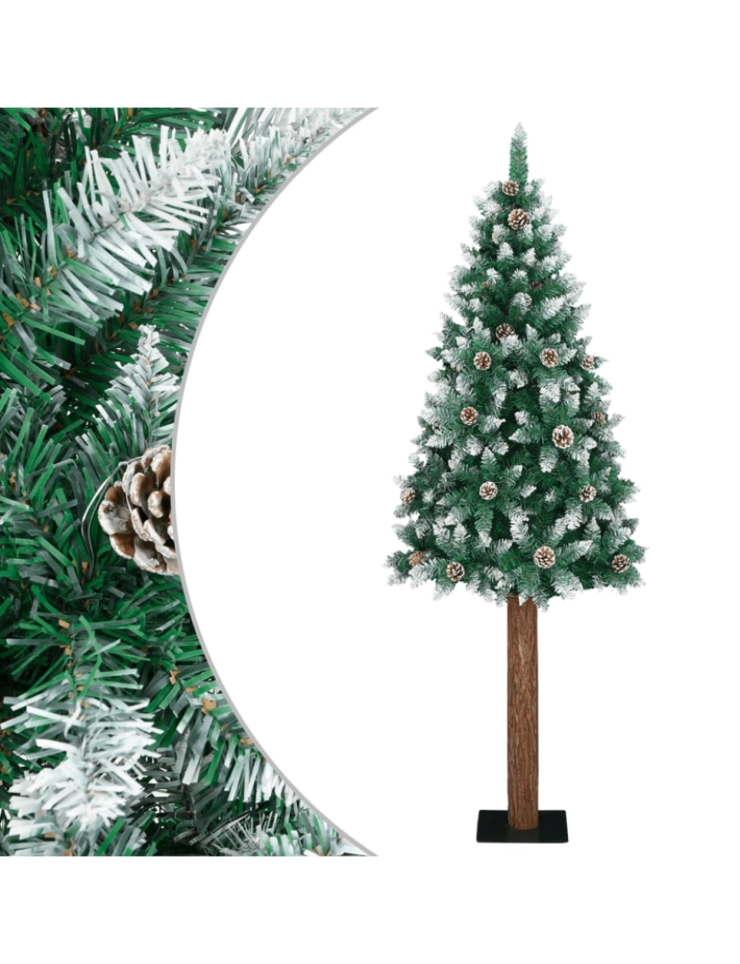 Vidaxl - vidaXL Árvore de Natal fina madeira genuína e neve branca 150 cm verde