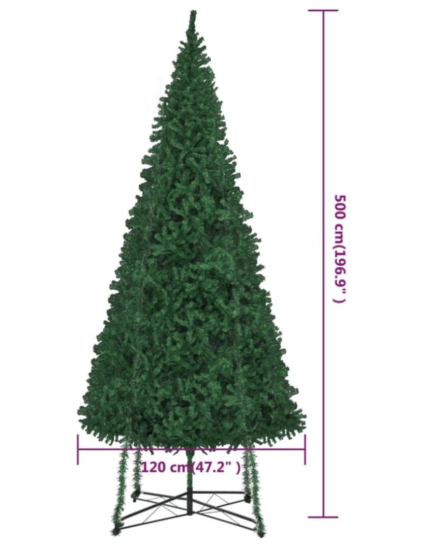 imagem de vidaXL Árvore de Natal artificial com suporte 500 cm verde10