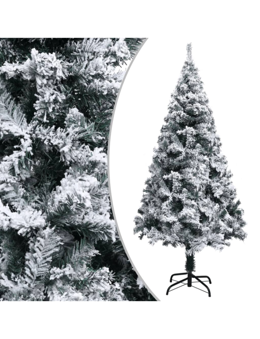 imagem de vidaXL Árvore de Natal artificial c/ flocos de neve 120 cm PVC verde1