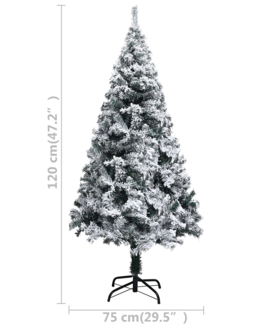 imagem de vidaXL Árvore de Natal artificial c/ flocos de neve 120 cm PVC verde8