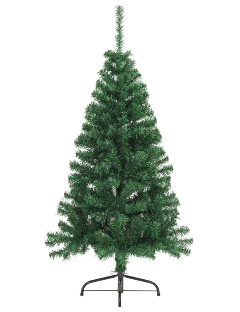 imagem de vidaXL Meia árvore de Natal artificial com suporte 120 cm PVC verde3