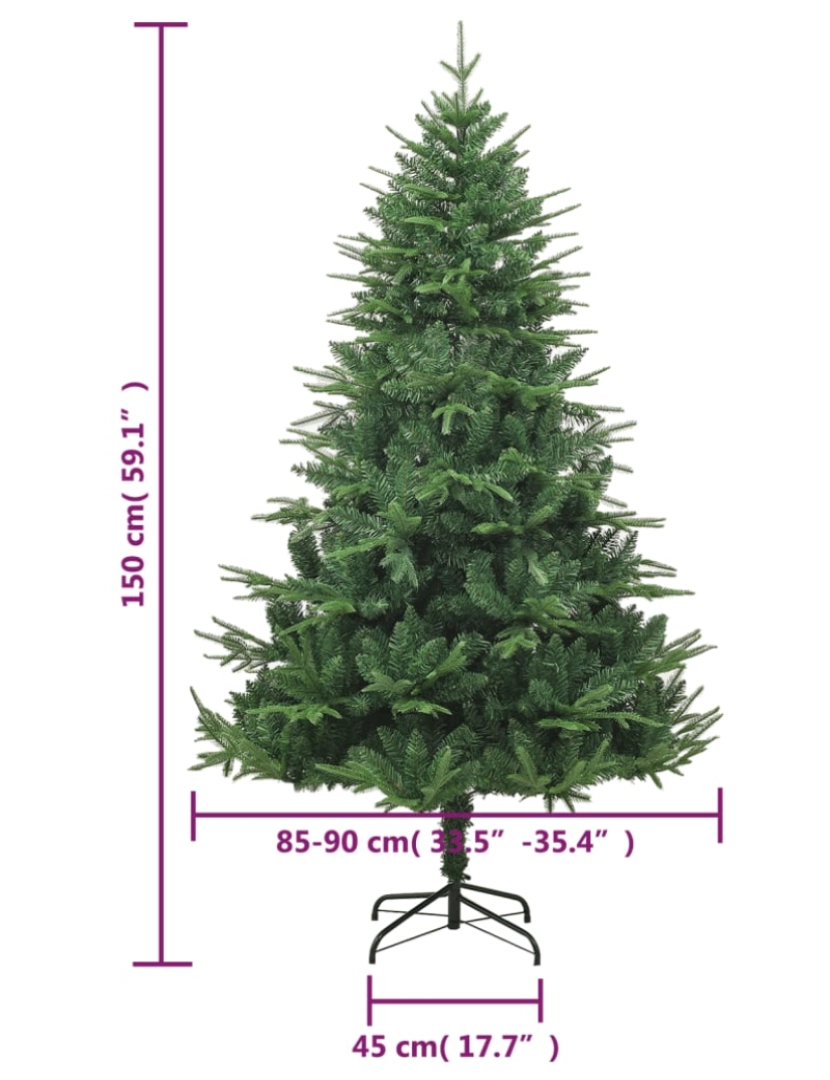 imagem de vidaXL Árvore de Natal artificial 150 cm PVC e PE verde8