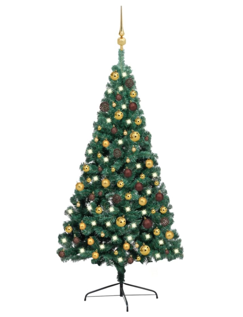 Vidaxl - vidaXL Meia árvore Natal artificial pré-iluminada c/ bolas verde