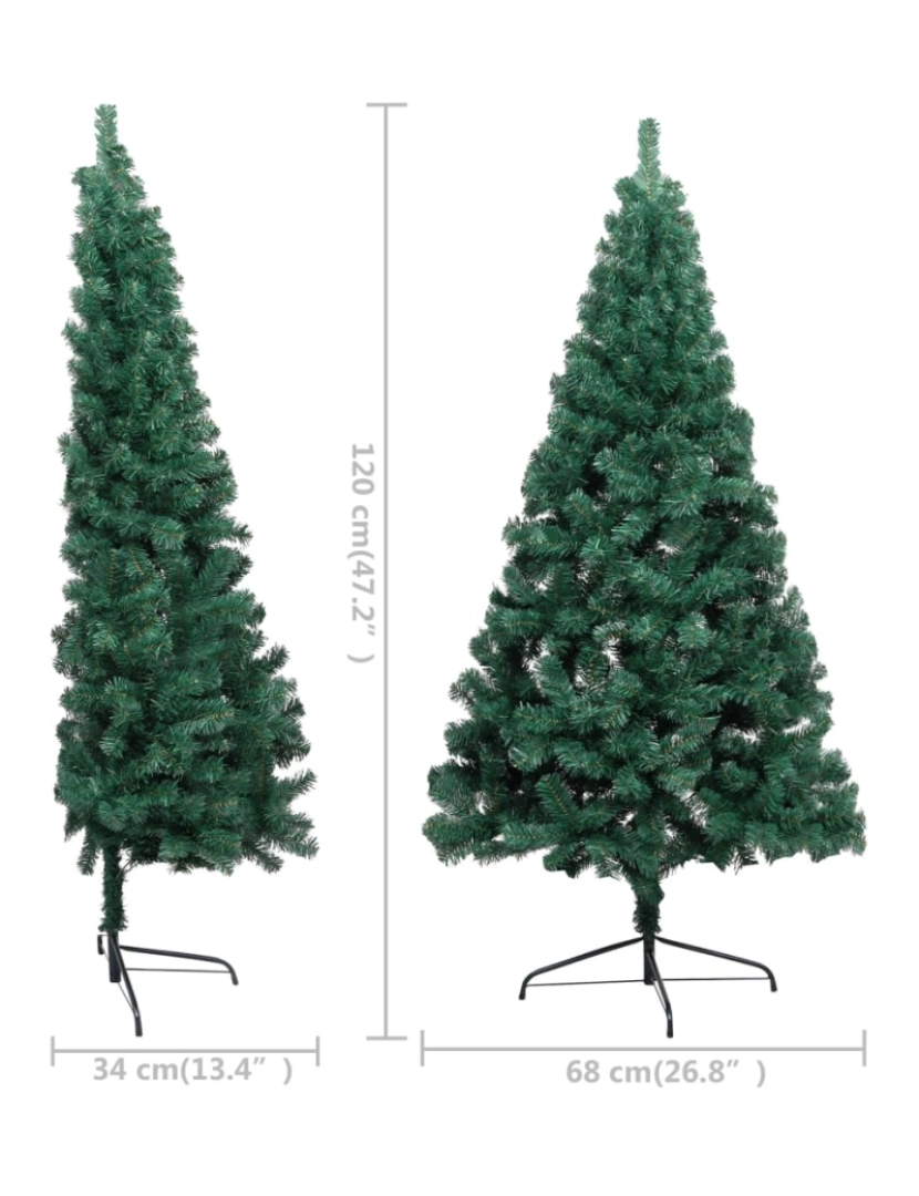 imagem de vidaXL Meia árvore Natal artificial pré-iluminada c/ bolas verde11