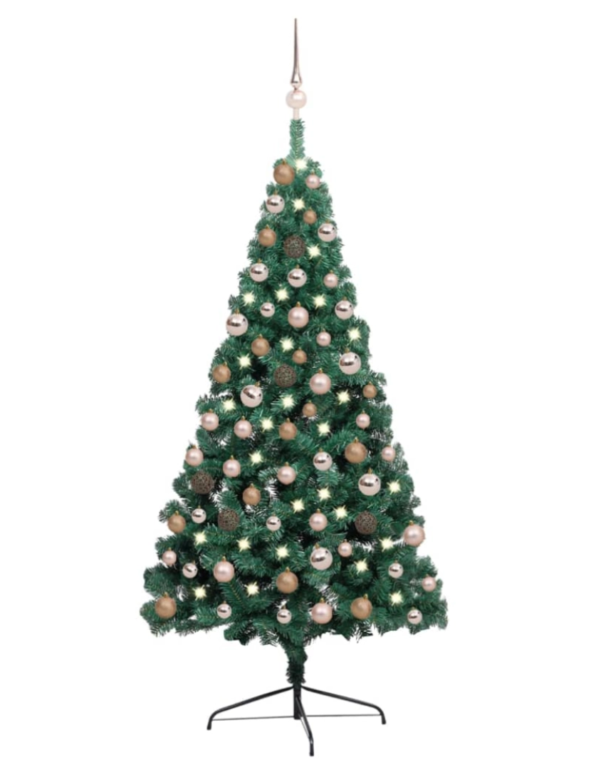 Vidaxl - vidaXL Meia árvore Natal artificial pré-iluminada c/ bolas verde