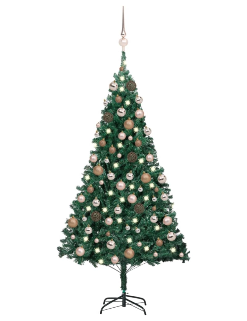 imagem de vidaXL Árvore Natal artificial pré-iluminada c/ bolas 120 cm PVC verde2