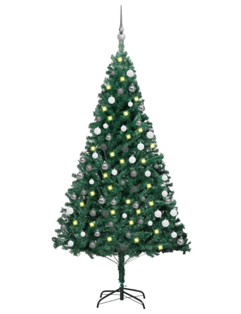 imagem de vidaXL Árvore Natal artificial pré-iluminada c/ bolas 120 cm PVC verde2