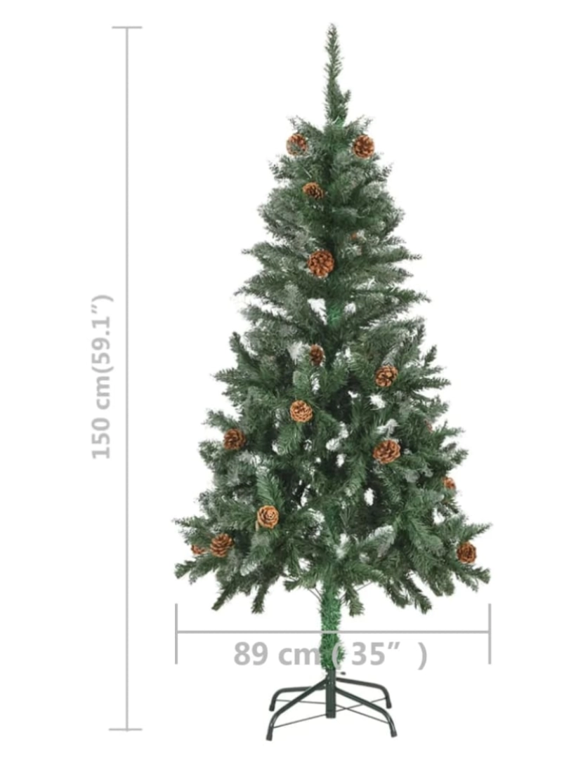 imagem de vidaXL Árvore de Natal pré-iluminada com pinhas 150 cm10