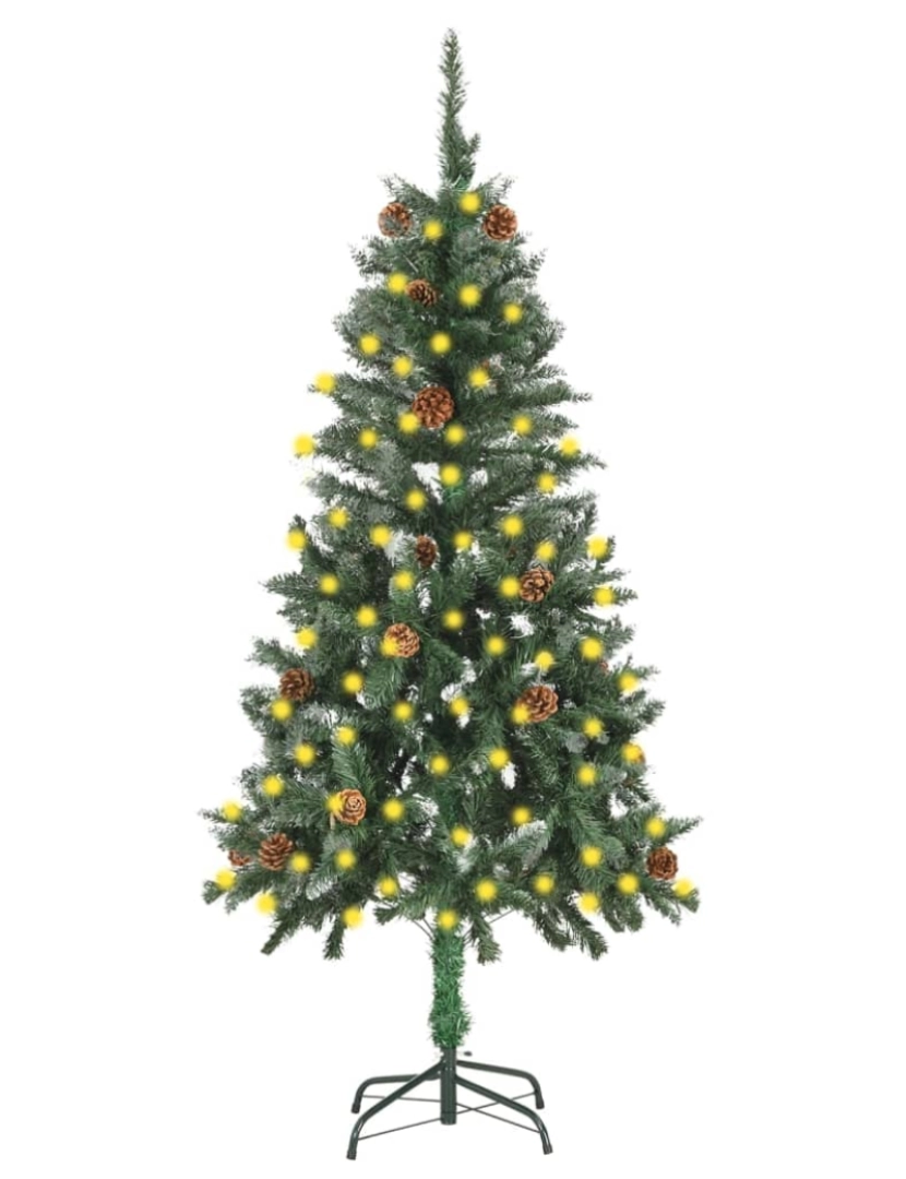 imagem de vidaXL Árvore de Natal pré-iluminada com pinhas 150 cm2