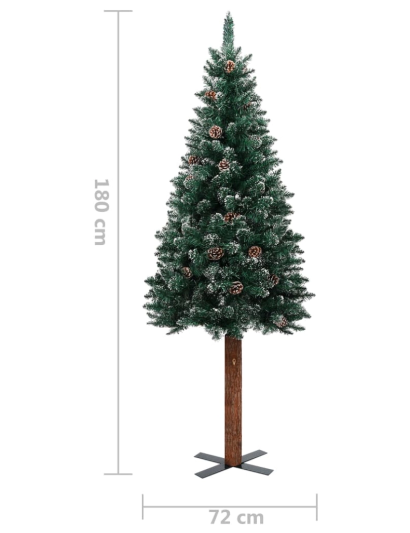 imagem de vidaXL Árvore de Natal fina pré-iluminada com bolas 180 cm verde11