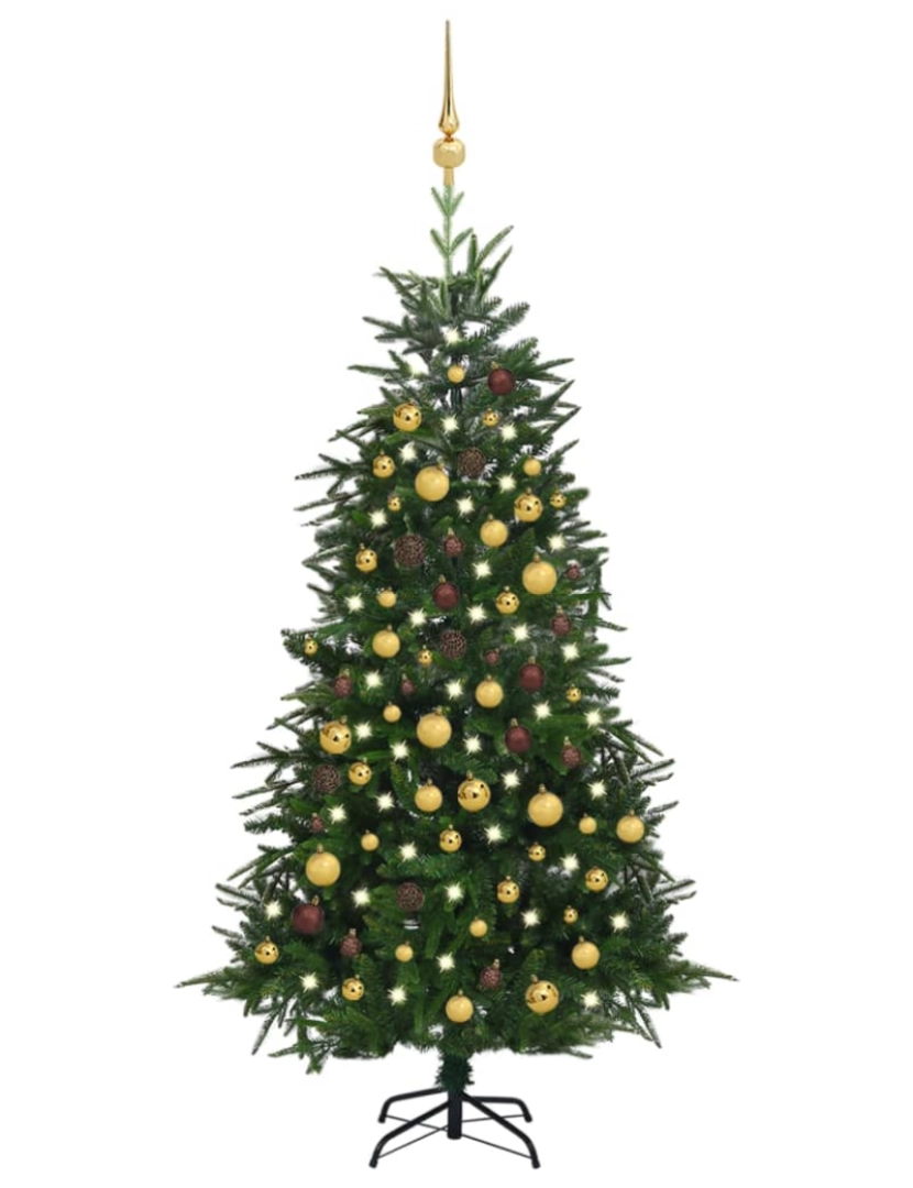 Vidaxl - vidaXL Árvore Natal artificial c/ luzes LED/bolas 180 cm PVC/PE verde