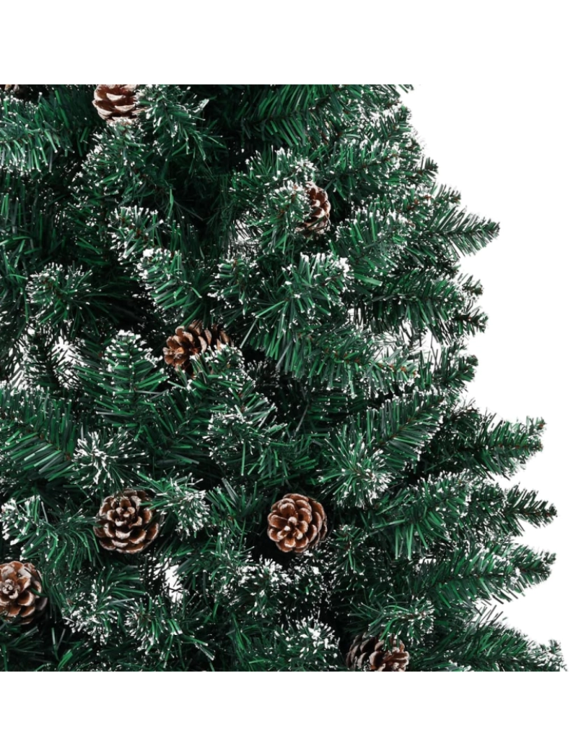 imagem de vidaXL Árvore de Natal fina pré-iluminada com bolas 150 cm verde4