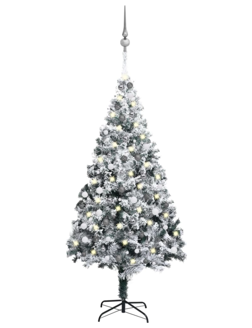 imagem de vidaXL Árvore Natal artificial pré-iluminada c/ bolas 240 cm PVC verde1