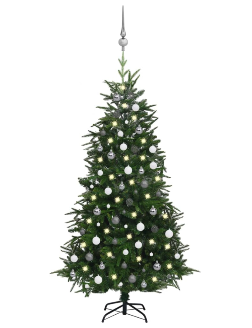 Vidaxl - vidaXL Árvore Natal artificial c/ luzes LED/bolas 180 cm PVC/PE verde