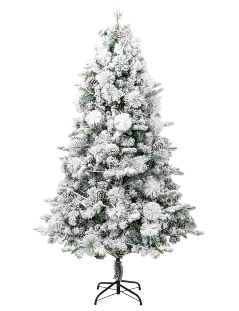 imagem de vidaXL Árvore de Natal pré-iluminada c/ flocos neve e pinhas PVC/PE5