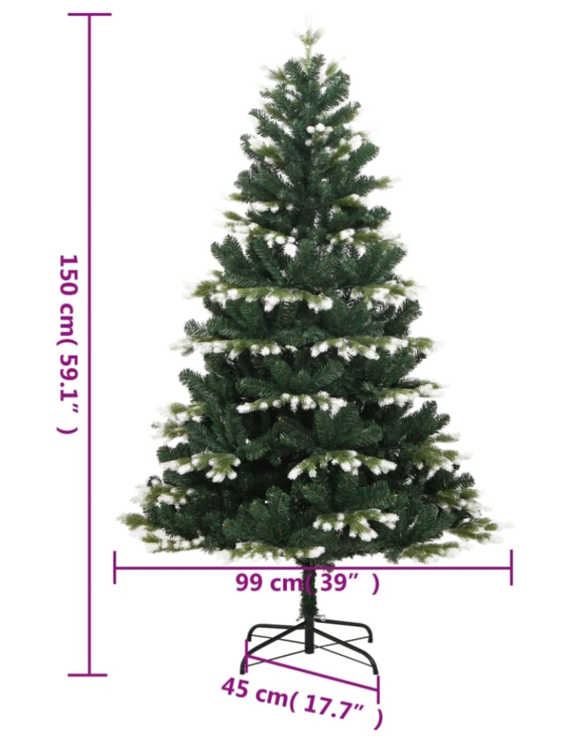 imagem de vidaXL Árvore de Natal artificial articulada c/ flocos de neve 150 cm10