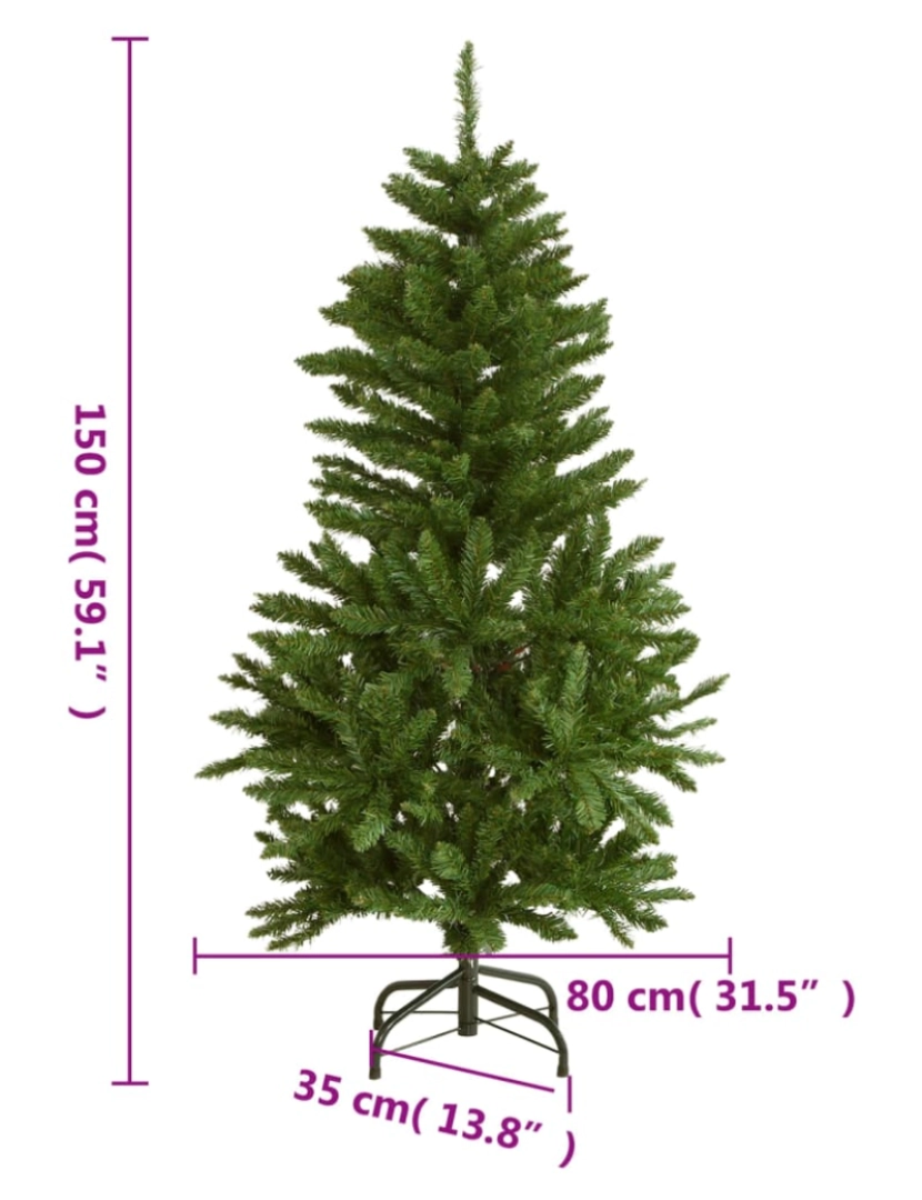 imagem de vidaXL Árvore de Natal artificial articulada com suporte 150 cm verde9