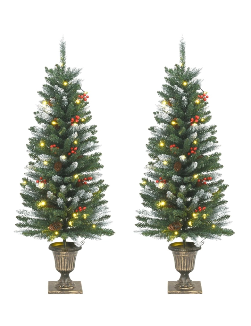 imagem de vidaXL Árvores de Natal artificiais 2 pcs 100 LEDs 120 cm verde/branco1